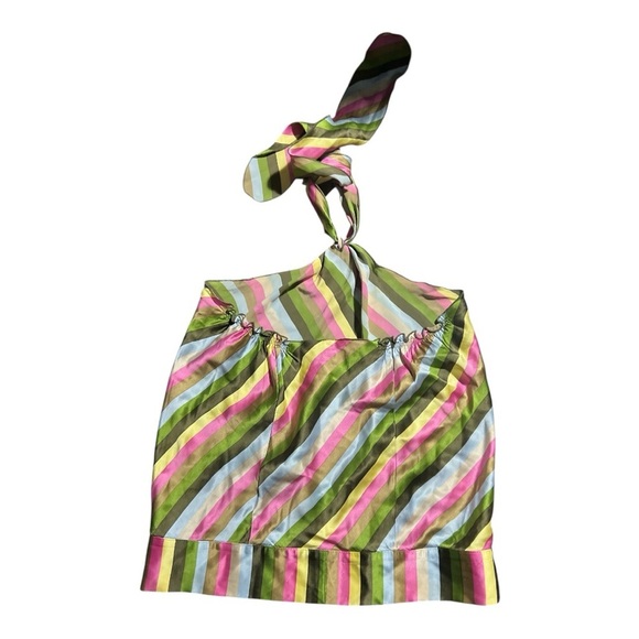 Tom K  Nguyen- Colorful silk Striped Halter Top - Picture 2 of 4